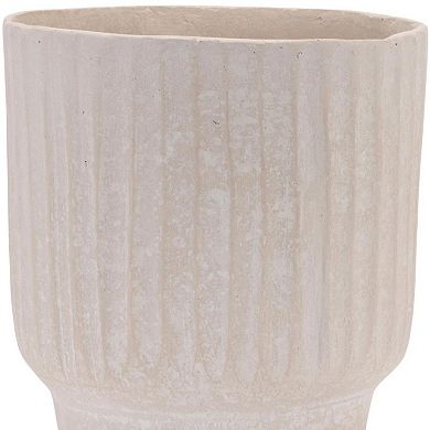 HomeRoots 8" Beige Recycled Paper Textured Lines Urn Table Vase