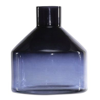 HomeRoots 6" Blue Ombre Glass Round Table Vase