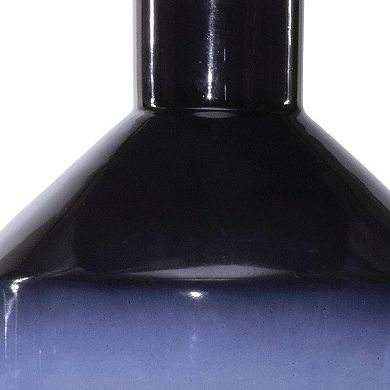 HomeRoots 6" Blue Ombre Glass Round Table Vase