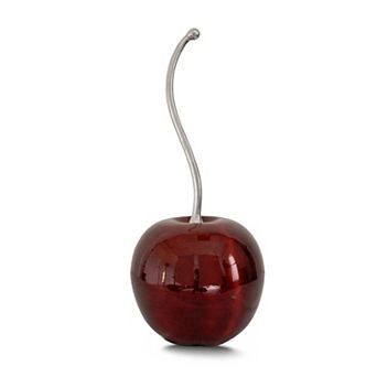 HomeRoots 21" Red And Silver Aluminum Cherry Tabletop Sculpture