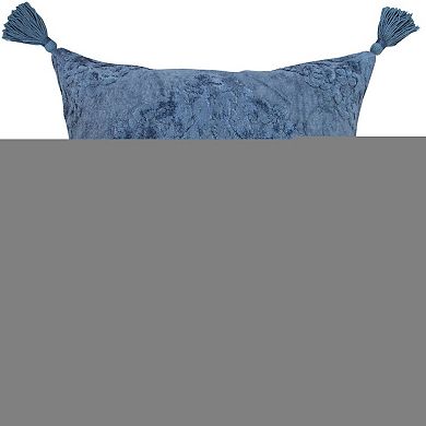 HomeRoots 20" Blue Throw Pillow with Tassels
