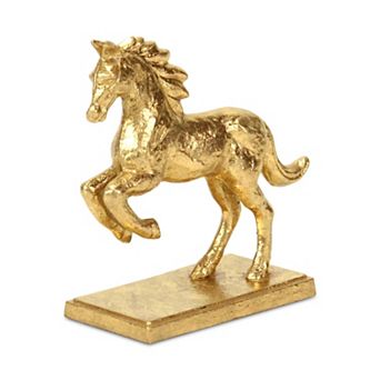 HomeRoots 7" Gold Cast Iron Horse Tabletop Sculpture