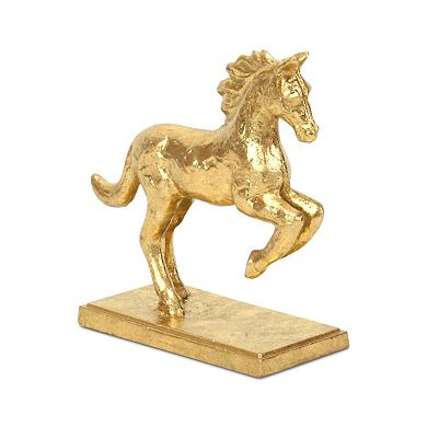 HomeRoots 7" Gold Cast Iron Horse Tabletop Sculpture