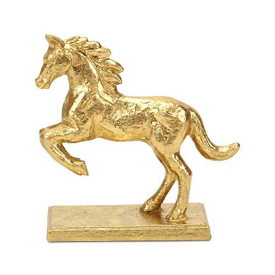 HomeRoots 7" Gold Cast Iron Horse Tabletop Sculpture