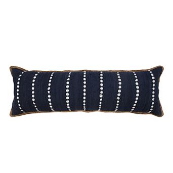 HomeRoots 14" X 36" Blue and Beige Lumbar Throw Pillow
