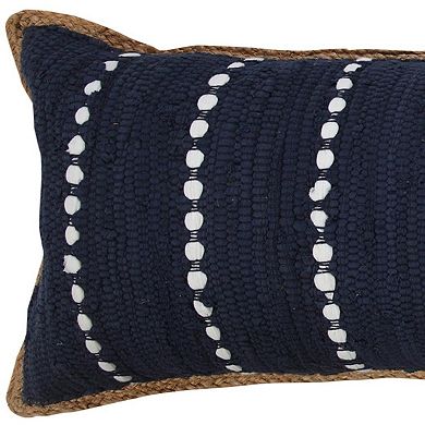 HomeRoots 14" X 36" Blue and Beige Lumbar Throw Pillow