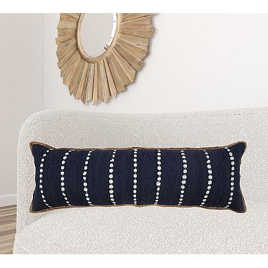 HomeRoots 14" X 36" Blue and Beige Lumbar Throw Pillow