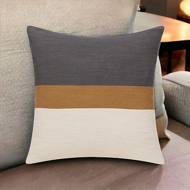 HomeRoots 20" X 20" Brown Striped Cotton Zippered Pillow
