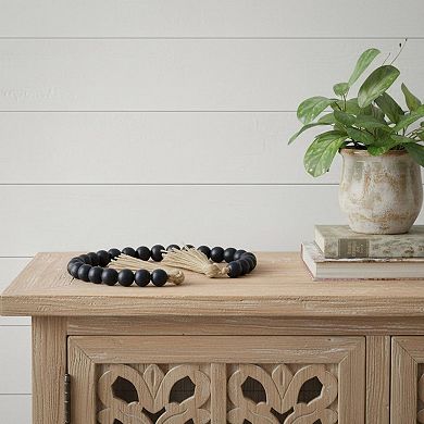 HomeRoots 24" Dark Blue Wood Hand Painted Decorative Tassel