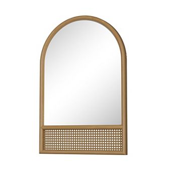 HomeRoots 36" Brown Solid Wood Arch Framed Accent Mirror