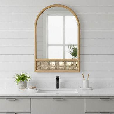 HomeRoots 36" Brown Solid Wood Arch Framed Accent Mirror
