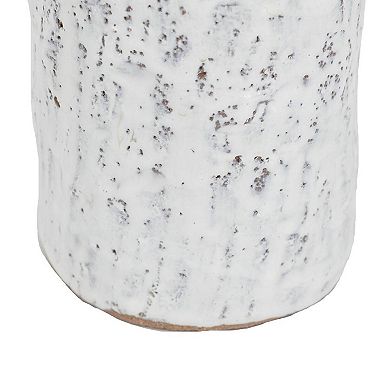 HomeRoots 10" Beige And Ivory Cylinder Terracotta Table Vase