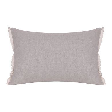 HomeRoots Natural and Ivory Throw Pillow with Embroidery