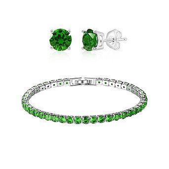 Tennis Bracelet And Earrings Set
