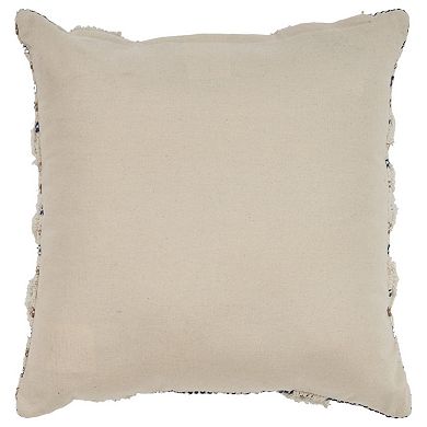 HomeRoots 18" Blue And Beige Cotton Striped Throw Pillow