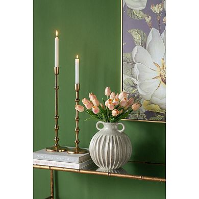 HomeRoots 10" Sage And Gray Round With Handles Ceramic Table Vase