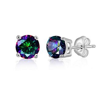 Sterling Silver Mystic Topaz Round Studs