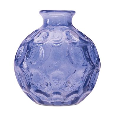 HomeRoots Set of Two Blue Glass Round Table Vases