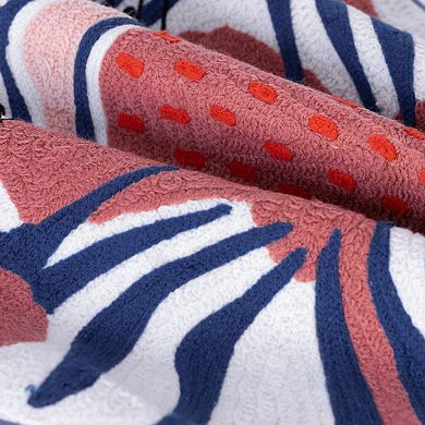 HomeRoots 20" Blue and Red Cheetah Throw Pillow with Embroidery