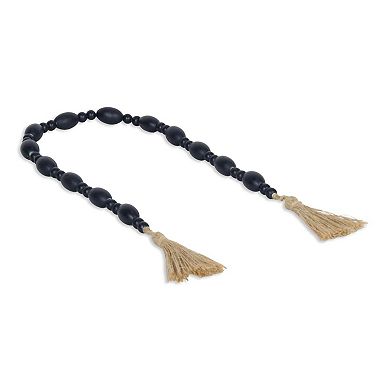 HomeRoots 36" Dark Blue Wood Hand Painted Decorative Tassel