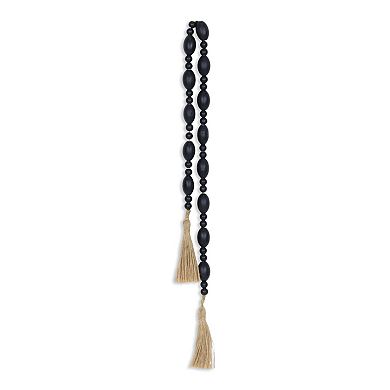 HomeRoots 36" Dark Blue Wood Hand Painted Decorative Tassel