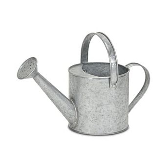 HomeRoots 7" Gray Galvanized Metal Decorative Watering Can