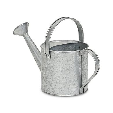 HomeRoots 7" Gray Galvanized Metal Decorative Watering Can