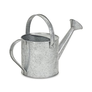 HomeRoots 7" Gray Galvanized Metal Decorative Watering Can