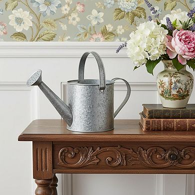 HomeRoots 7" Gray Galvanized Metal Decorative Watering Can