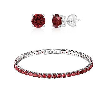 Tennis Bracelet and Earrings Set