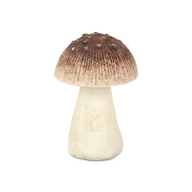 HomeRoots 6" Red And Off White Cast Iron Mushroom Tabletop Sculpture