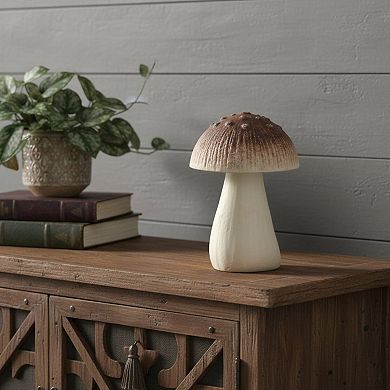 HomeRoots 6" Red And Off White Cast Iron Mushroom Tabletop Sculpture