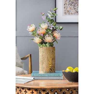 HomeRoots 10" Gold Aluminum Oval Faux Wood Table Vase
