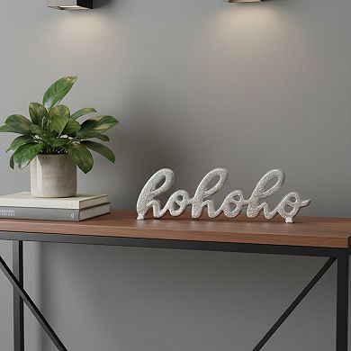 HomeRoots 9" Silver Cast Iron Christmas Tabletop Sign