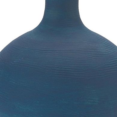 HomeRoots 9" Blue And Terra Cotta Ceramic Round Urn