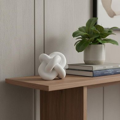 HomeRoots 5" White Resin Knot Tabletop Sculpture