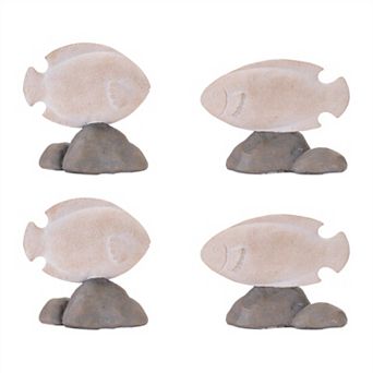 HomeRoots Set of Four Beige And Gray Polyresin Fish Figurines