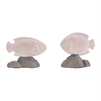 HomeRoots Set of Four Beige And Gray Polyresin Fish Figurines