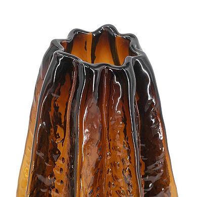 HomeRoots 12" Burnt Umber Wavy Glass Table Vase