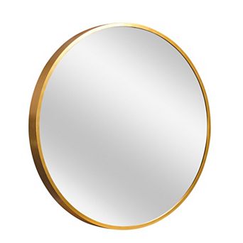 HomeRoots 20" Gold Aluminum Round Framed Bathroom Vanity Mirror