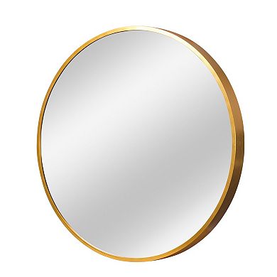 HomeRoots 20" Gold Aluminum Round Framed Bathroom Vanity Mirror