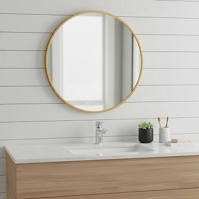 HomeRoots 20" Gold Aluminum Round Framed Bathroom Vanity Mirror