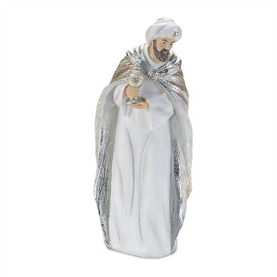HomeRoots Set of Six White And Silver Resin Christmas Nativity Figurines