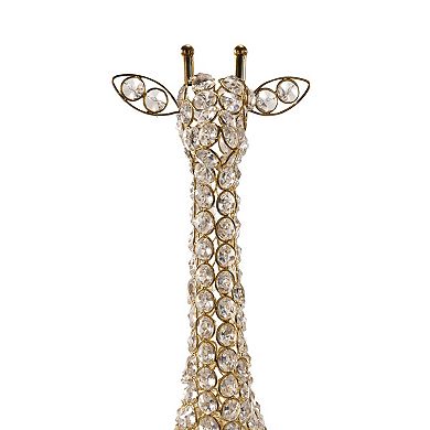 HomeRoots 23" Gold Aluminum And Faux Crystal Giraffe Tabletop Sculpture