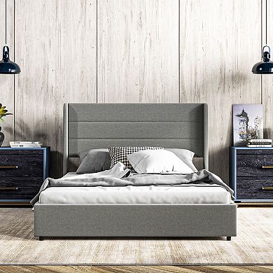 HOMCOM Full Size Bed Frame with Headboard 4 Drawers Noise-Free,
