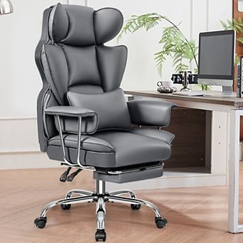 Ergonomic Big Tall Office Chair with Footrest, PU Leather Soft High Back Executive Computer Chair