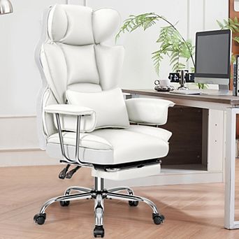 Ergonomic Big Tall Office Chair with Footrest, PU Leather Soft High Back Executive Computer Chair