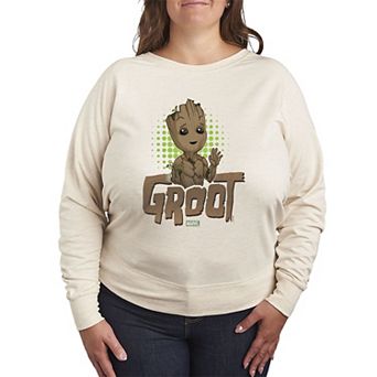 Plus Size Marvel Baby Groot French Terry Long Sleeve Tee