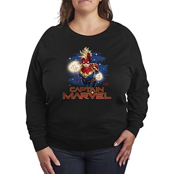 Plus Size Marvel Captain Marvel Logo French Terry Long Sleeve Tee