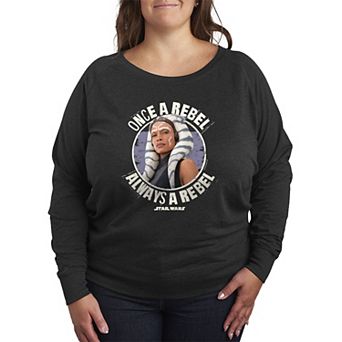 Plus Size Star Wars Ahsoka Star Wars Once A Rebel Always A Rebel French Terry Long Sleeve Tee